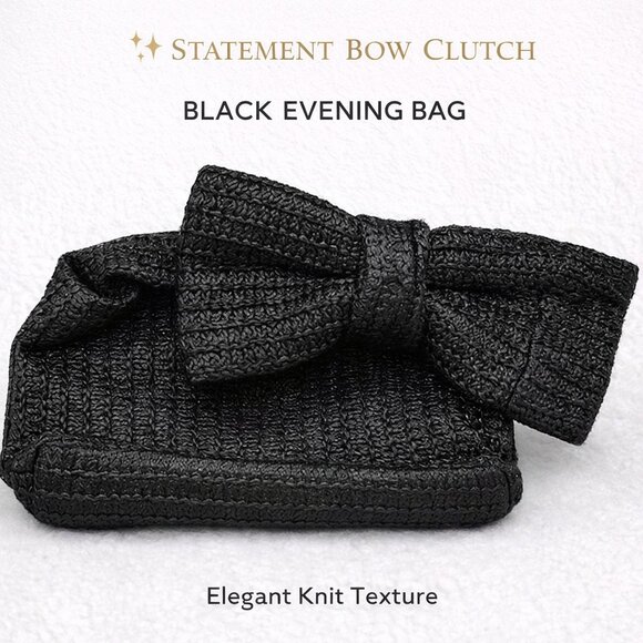Handbags - Black Bow Clutch Handbag
